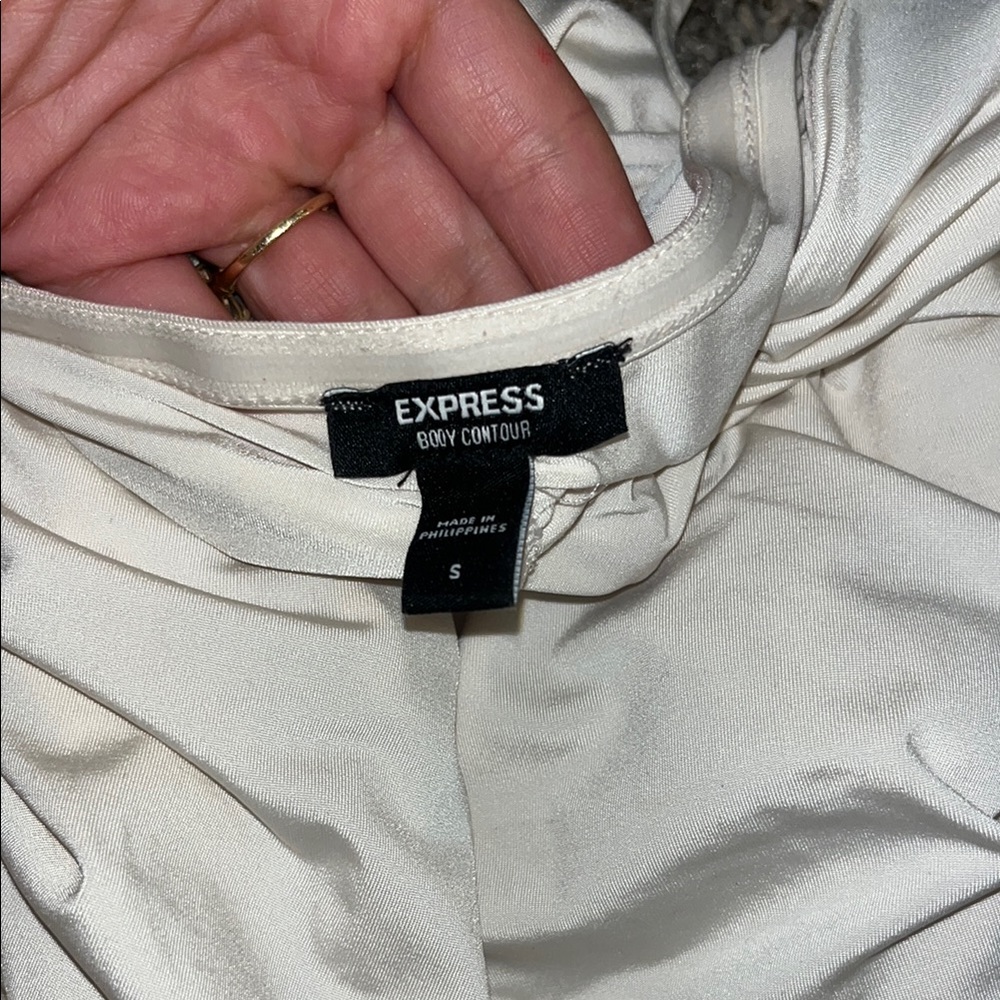 Express White Ruched Bodysuit - Picture 2 of 3